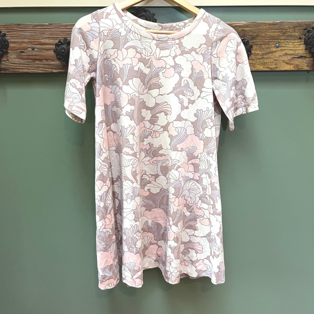 Marc Jacobs Womens Mushroom Floral Print T-Shirt Dress Pink Mauve Size 0 Mini